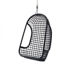 HK Living Wiszący fotel rattanowy czarny RAT0022