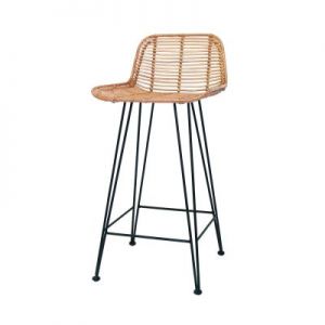 HK Living Stołek barowy rattanowy naturalny  RAT0039