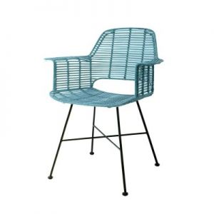 HK Living Krzesło rattanowe TUB industrialny niebieski RAT0042