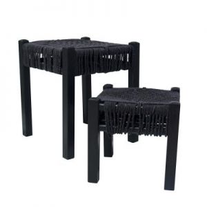 HK Living Stołki plecione czarne (2 szt) HAP6231
