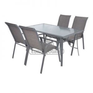 Hecht Meble Ogrodowe Sofia Set 4 Stół + 4 Krzesła Stal/Alum/Szkło