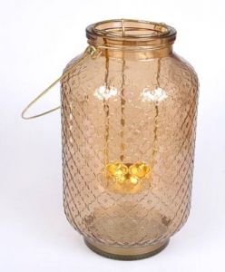 LAMPION SZKLANY Z UCHWYTEM - KOLOR ZŁOTY - 2