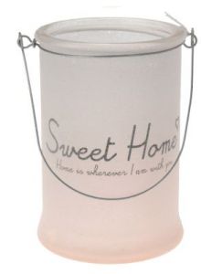LAMPION SZKLANY SWEET HOME - PASTELOWY RÓŻ