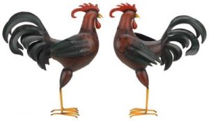 DONICE - FIGURKI OGRODOWE WYKONANE Z METALU KOGUTY - KOMPLET
