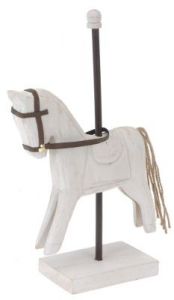 DEKORACYJNA FIGURKA - KONIK DREWNIANY W KOLORZE BIAŁYM - STYL SHABBY CHIC